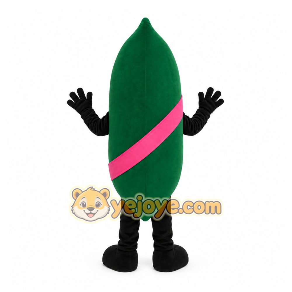 Green Pea Pod Mascot Costume with Custom Logo Green Pea Pod Mascot Costume with Custom Logo