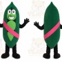 Green Pea Pod Mascot Costume with Custom Logo