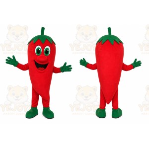 Red Chili Pepper Mascot Costume with Custom Logo