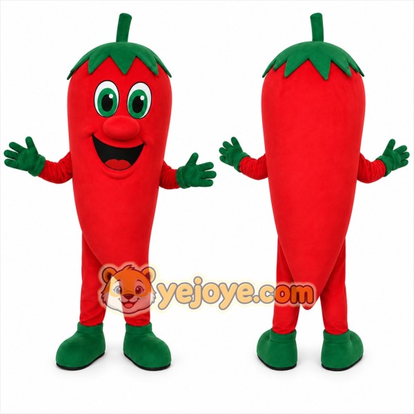 Red Chili Pepper Mascot Costume with Custom Logo