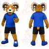 Brown Ram Mascot Costume with Custom Logo