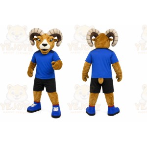 Brown Ram Mascot Costume with Custom Logo