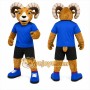 Brown Ram Mascot Costume with Custom Logo