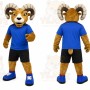 Brown Ram Mascot Costume with Custom Logo