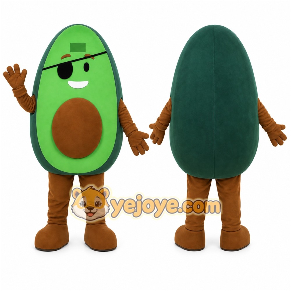 Green Avocado Mascot Costume with Custom Logo Green Avocado Mascot Costume with Custom Logo