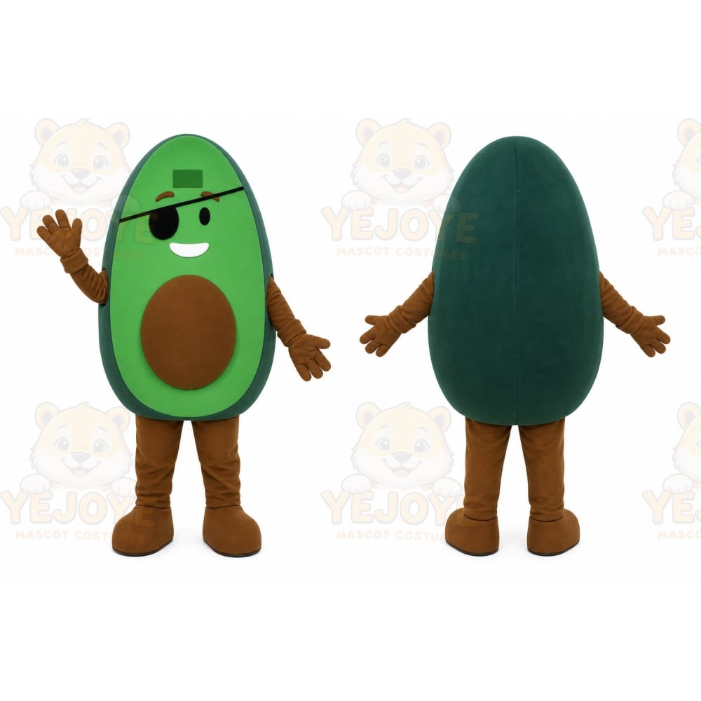 Green Avocado Mascot Costume with Custom Logo