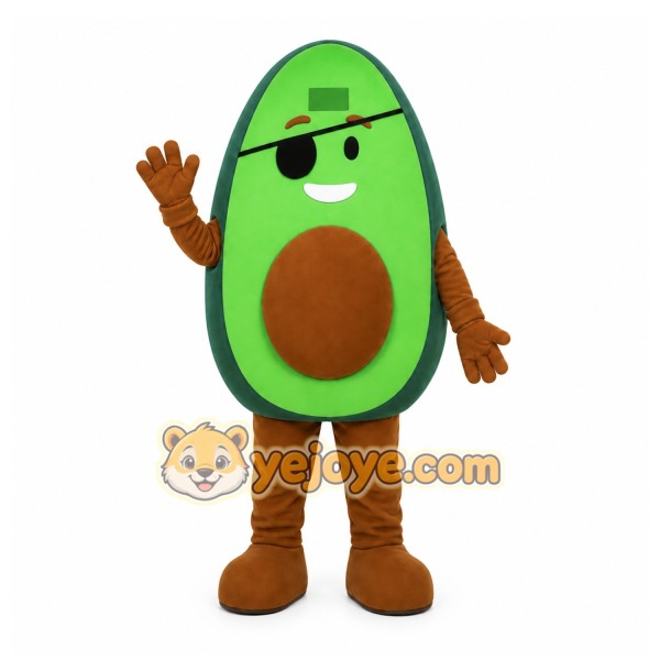 Green Avocado Mascot Costume with Custom Logo