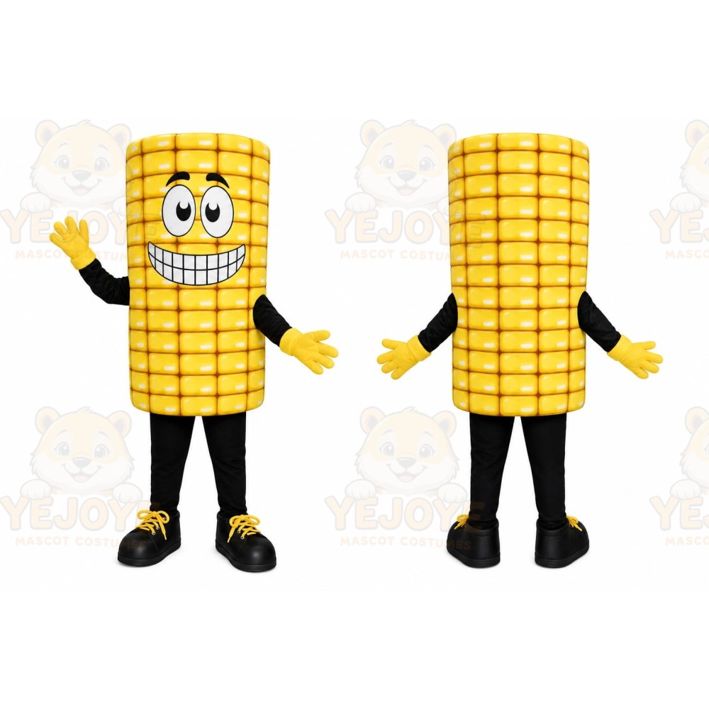 Yellow Corn Mascot Costume with Custom Logo