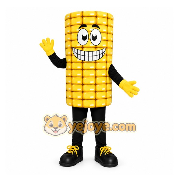 Yellow Corn Mascot Costume with Custom Logo