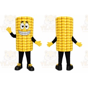 Yellow Corn Mascot Costume with Custom Logo