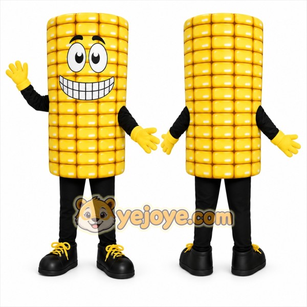 Yellow Corn Mascot Costume with Custom Logo