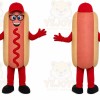 Red Hotdog Mascot Costume with Custom Logo