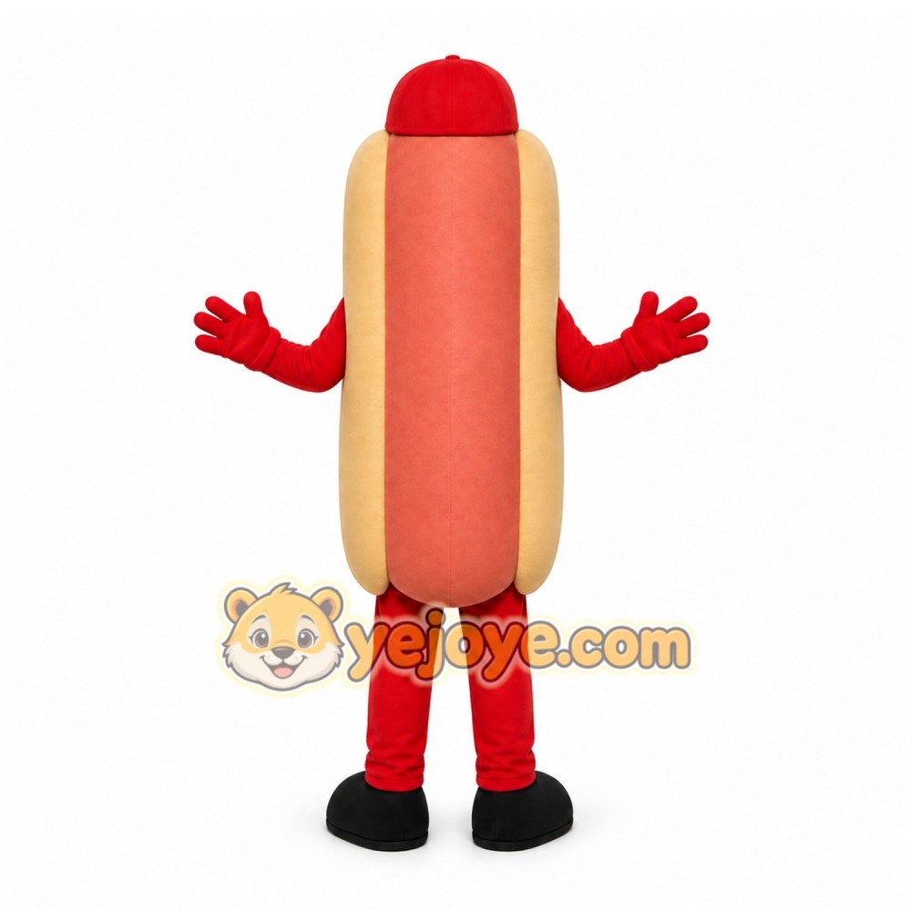 Red Hotdog Mascot Costume with Custom Logo Red Hotdog Mascot Costume with Custom Logo