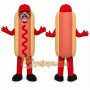 Red Hotdog Mascot Costume with Custom Logo