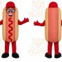 Red Hotdog Mascot Costume with Custom Logo