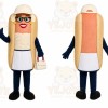 Beige Hotdog Mascot Costume with Custom Logo