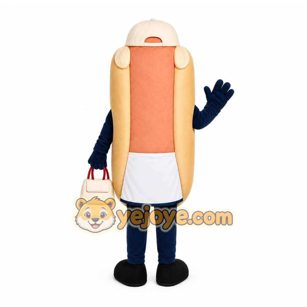 Beige Hotdog Mascot Costume with Custom Logo Beige Hotdog Mascot Costume with Custom Logo