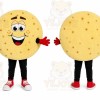 Beige Cookie Mascot Costume with Custom Logo