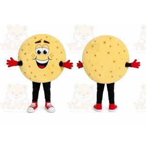 Beige Cookie Mascot Costume with Custom Logo