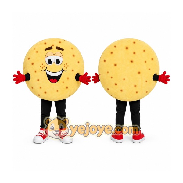 Beige Cookie Mascot Costume with Custom Logo
