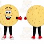 Beige Cookie Mascot Costume with Custom Logo