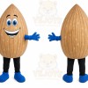 Brown Almond Mascot Costume with Custom Logo