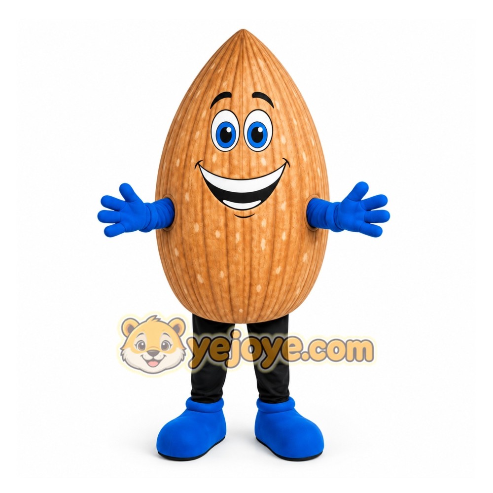 Brown Almond Mascot Costume with Custom Logo Brown Almond Mascot Costume with Custom Logo