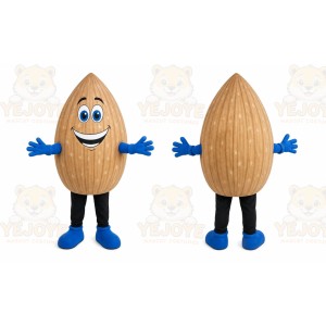 Brown Almond Mascot Costume with Custom Logo