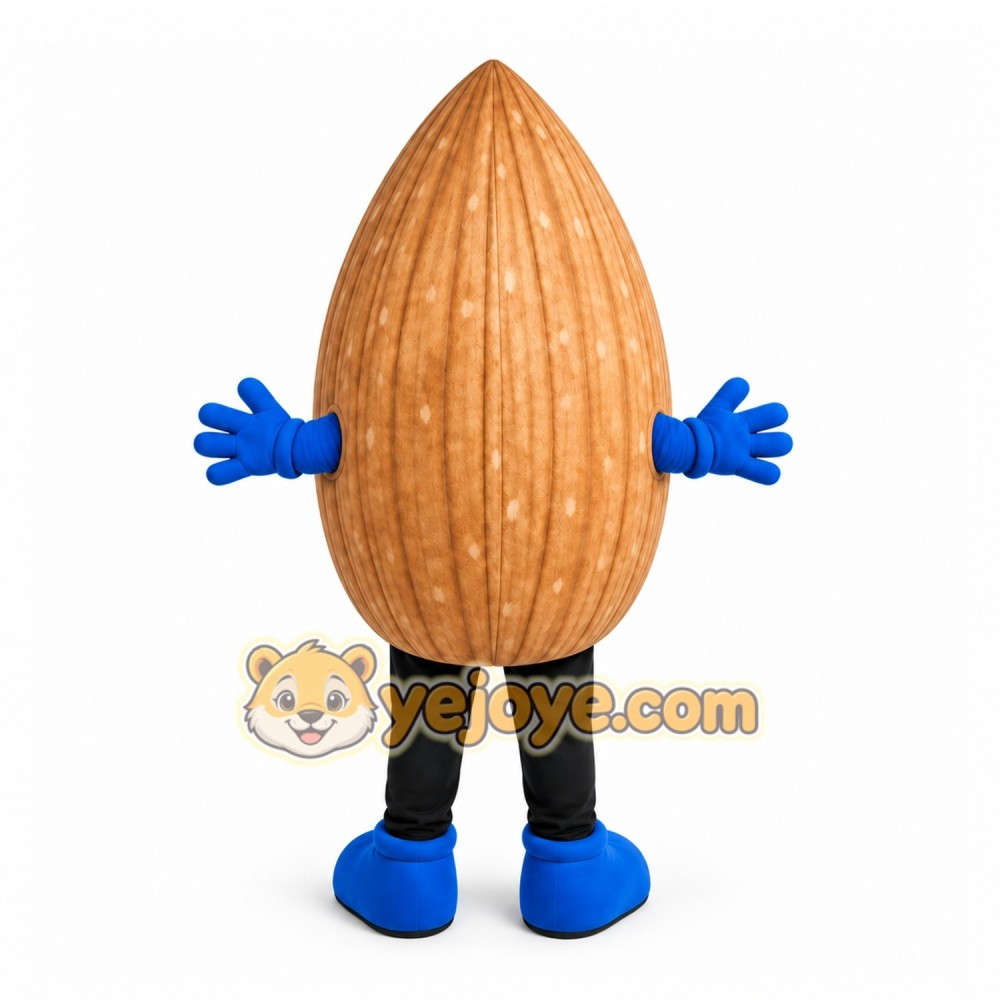 Brown Almond Mascot Costume with Custom Logo Brown Almond Mascot Costume with Custom Logo