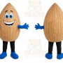 Brown Almond Mascot Costume with Custom Logo