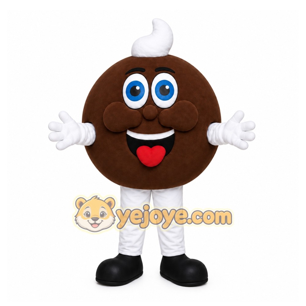 Brown Chocolate Mascot Costume with Custom Logo