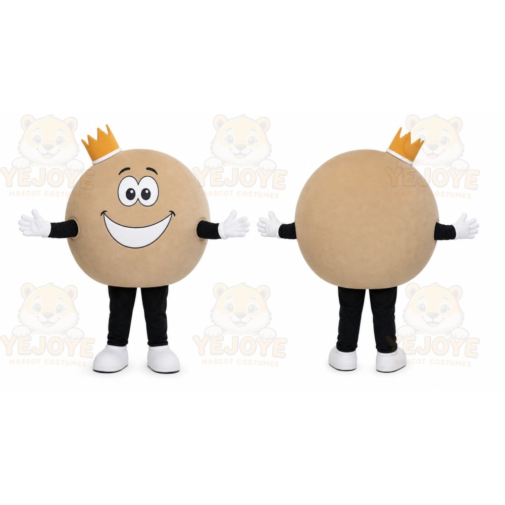 Beige Cookie Mascot Costume with Custom Logo