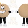 Beige Cookie Mascot Costume with Custom Logo