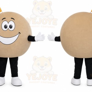 Beige Cookie Mascot Costume with Custom Logo