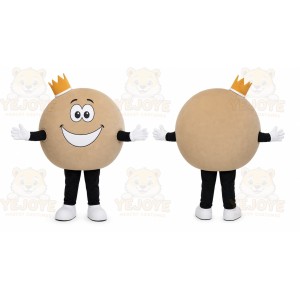 Beige Cookie Mascot Costume with Custom Logo
