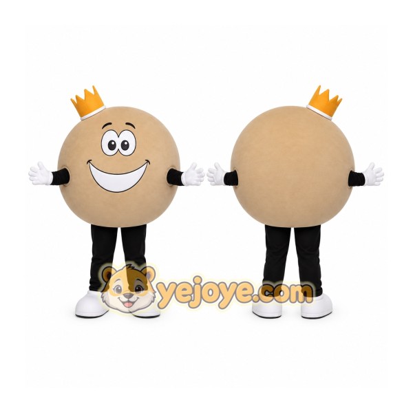 Beige Cookie Mascot Costume with Custom Logo