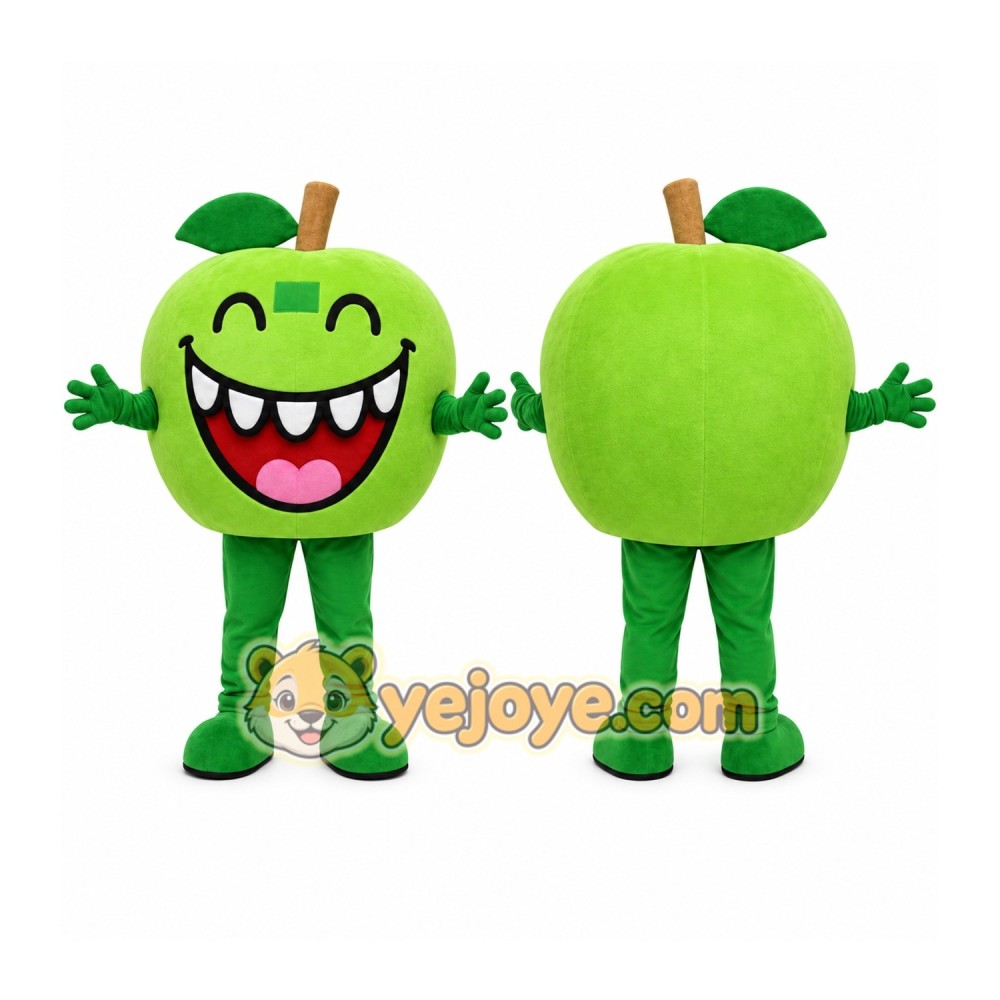 Green Apple Mascot Costume with Custom Logo Green Apple Mascot Costume with Custom Logo