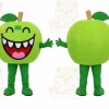 Green Apple Mascot Costume with Custom Logo