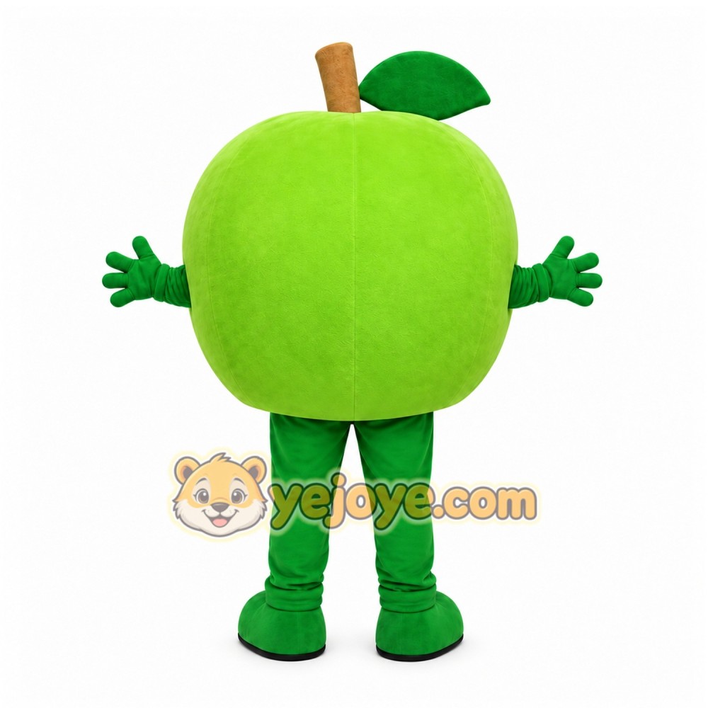 Green Apple Mascot Costume with Custom Logo Green Apple Mascot Costume with Custom Logo
