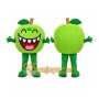 Green Apple Mascot Costume with Custom Logo