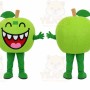 Green Apple Mascot Costume with Custom Logo