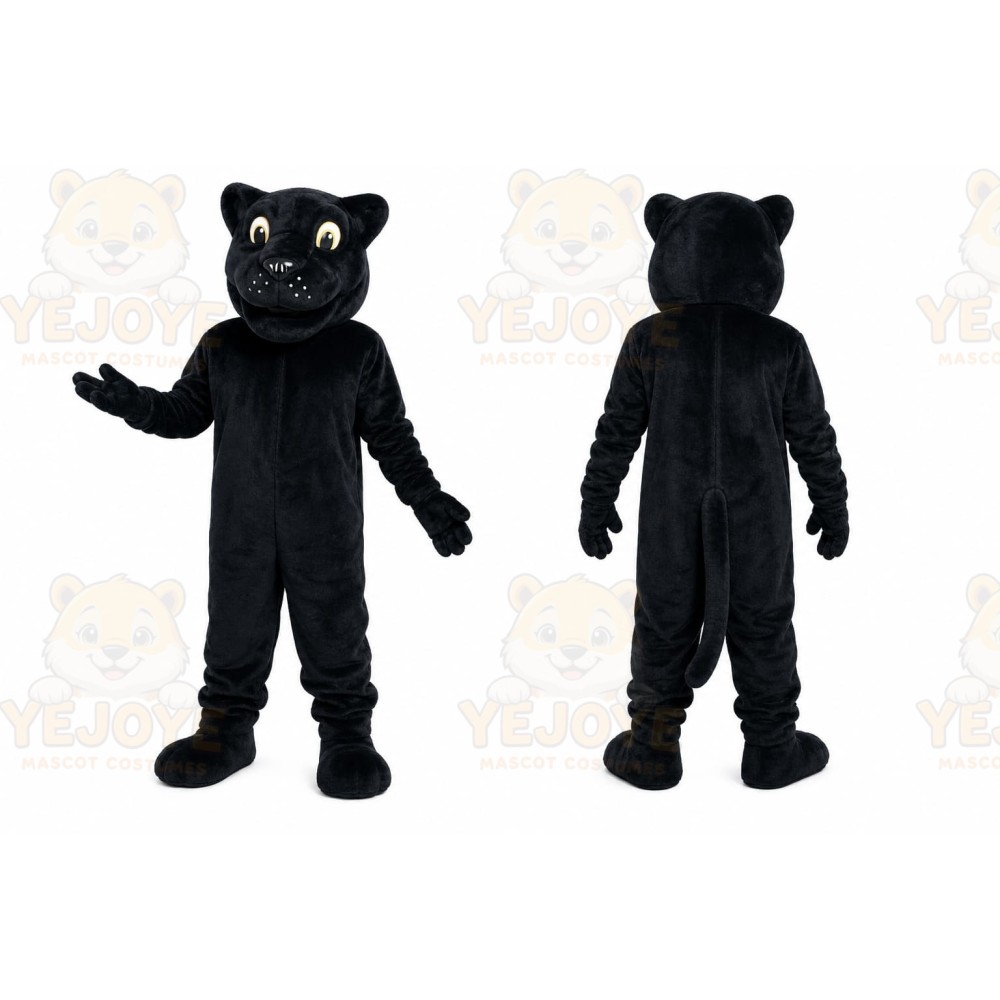Black Panther Mascot Costume with Custom Logo