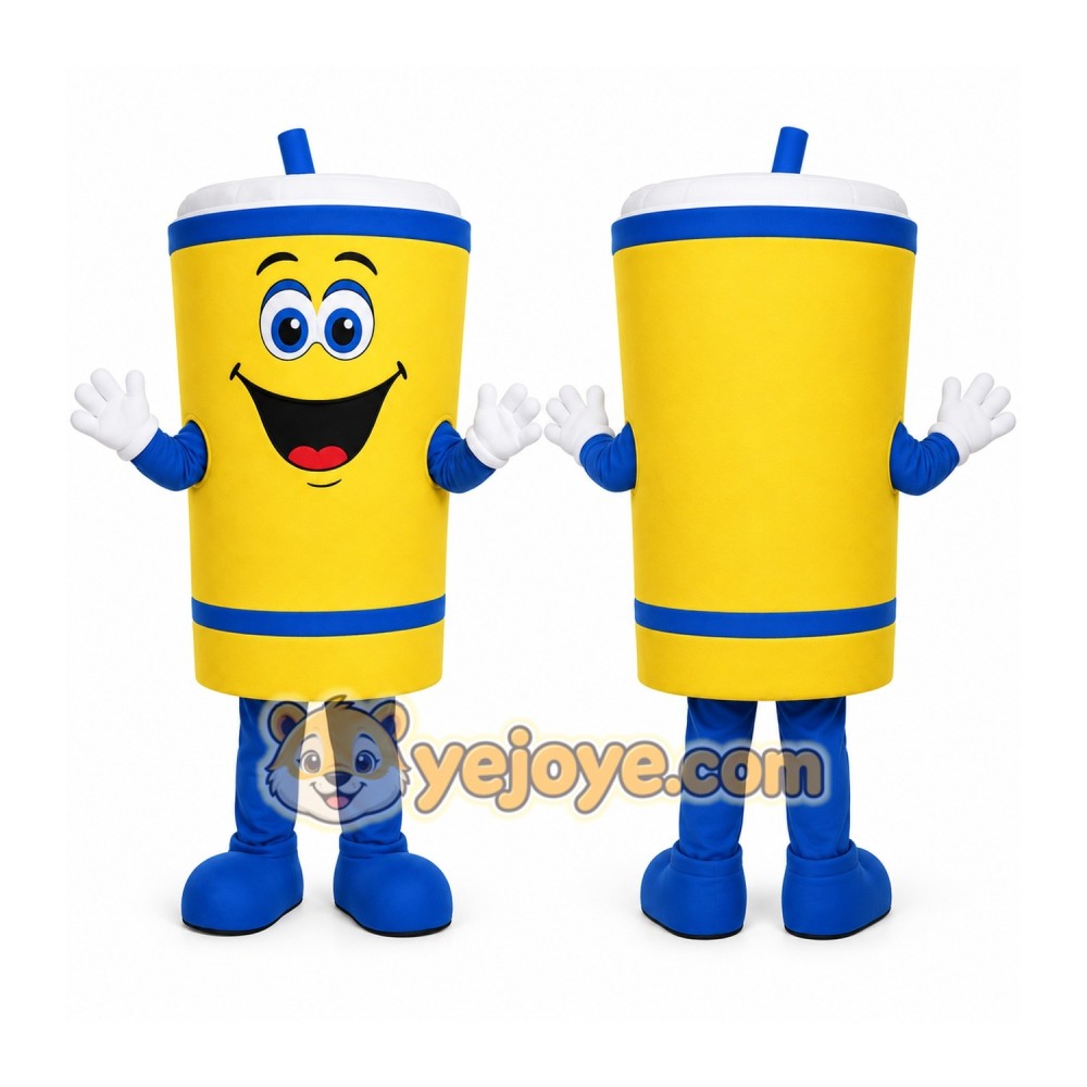 Yellow Drink Mascot Costume with Custom Logo Yellow Drink Mascot Costume with Custom Logo