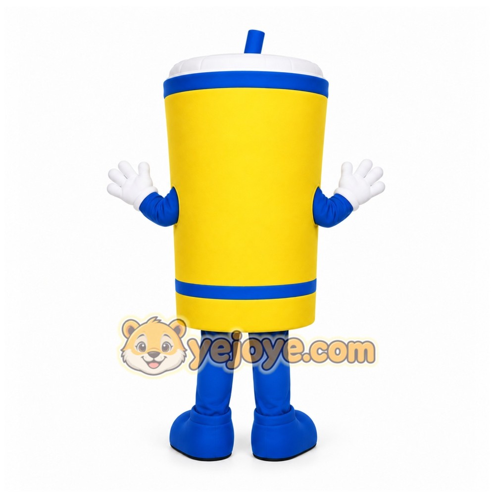 Yellow Drink Mascot Costume with Custom Logo Yellow Drink Mascot Costume with Custom Logo