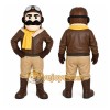 Brown Pilot Mascot Costume with Custom Logo