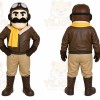 Brown Pilot Mascot Costume with Custom Logo