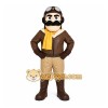 Brown Pilot Mascot Costume with Custom Logo
