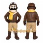 Brown Pilot Mascot Costume with Custom Logo
