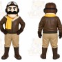 Brown Pilot Mascot Costume with Custom Logo