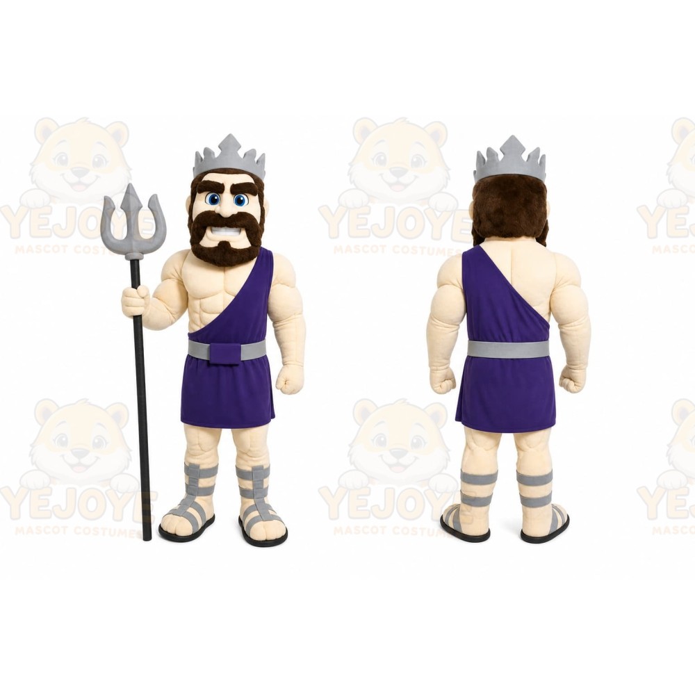 Purple Roman Warrior Mascot Costume with Custom Logo